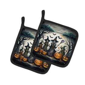 More Spooky Halloween Pair of Pot Holders (Design: Witches 2285, size: 7.5HX7.5W)
