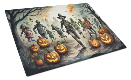 More Spooky Halloween Glass Cutting Board (Dog Breed: Zombies 2286, size: large)