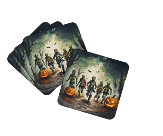 More Spooky Halloween Foam Coasters (Dog Breed: Zombies 2289, size: 3.5)