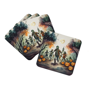 More Spooky Halloween Foam Coasters (Dog Breed: Zombies 2290, size: 3.5)