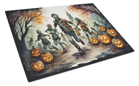 More Spooky Halloween Glass Cutting Board (Dog Breed: Zombies 2290, size: large)