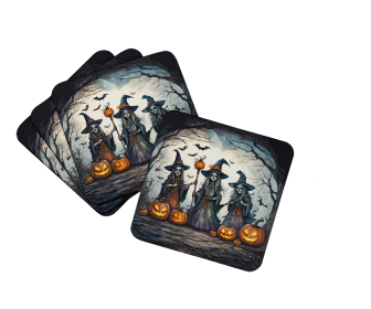 More Spooky Halloween Foam Coasters (Dog Breed: Witches 2291, size: 3.5)