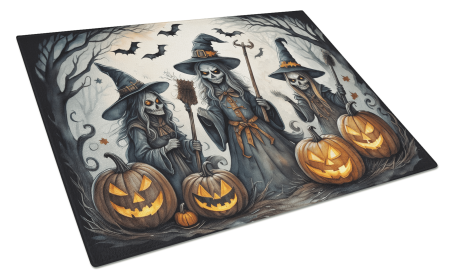 More Spooky Halloween Glass Cutting Board (Dog Breed: Witches 2292, size: large)