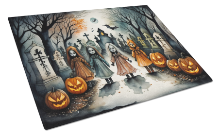 More Spooky Halloween Glass Cutting Board (Dog Breed: Creepy Dolls 2293, size: large)