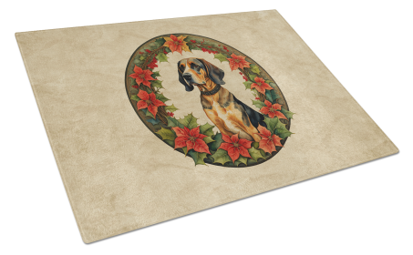Christmas Flowers Frame Glass Cutting Board (Dog Breed: American English Coonhound  2301, size: large)