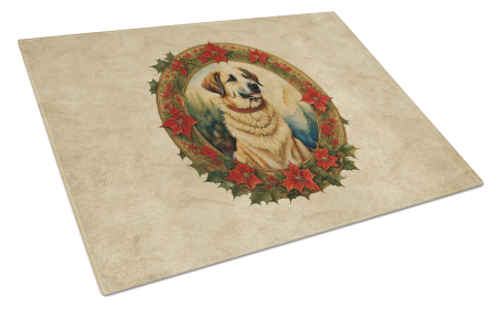 Christmas Flowers Frame Glass Cutting Board (Dog Breed: Anatolian Shepherd Dog  2305, size: large)