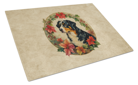 Christmas Flowers Frame Glass Cutting Board (Dog Breed: Appenzeller Sennenhund  2306, size: large)