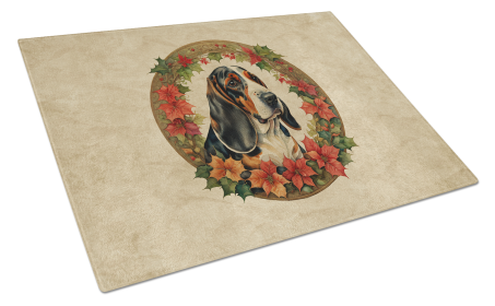 Christmas Flowers Frame Glass Cutting Board (Dog Breed: Basset Hound  2313, size: large)