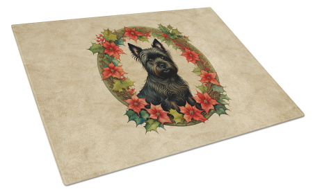 Christmas Flowers Frame Glass Cutting Board (Dog Breed: Cairn Terrier 2337, size: large)