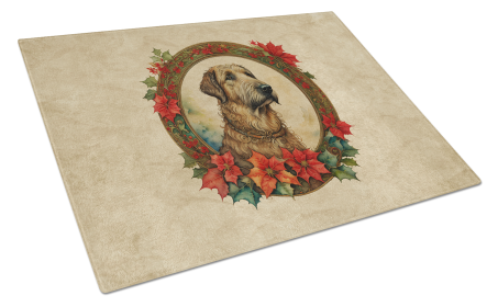 Christmas Flowers Frame Glass Cutting Board (Dog Breed: Irish Wolfhound 2379, size: large)