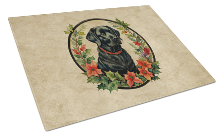 Christmas Flowers Frame Glass Cutting Board (Dog Breed: Labrador Retriever 2386, size: large)