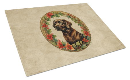 Christmas Flowers Frame Glass Cutting Board (Dog Breed: Labrador Retriever 2387, size: large)