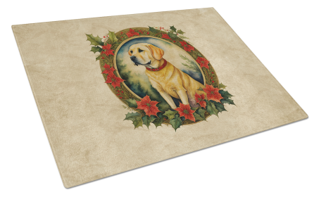 Christmas Flowers Frame Glass Cutting Board (Dog Breed: Labrador Retriever 2388, size: large)