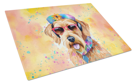 Hippie Dawg Glass Cutting Board (Dog Breed: Airedale Terrier 2449, size: large)