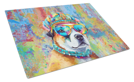 Hippie Dawg Glass Cutting Board (Dog Breed: Akita 2450, size: large)