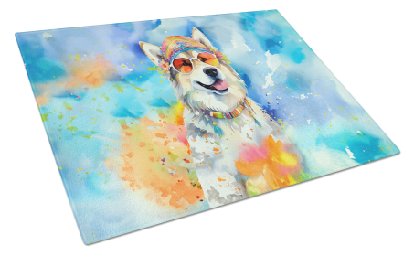 Hippie Dawg Glass Cutting Board (Dog Breed: Alaskan Malamute 2452, size: large)