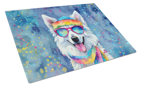 Hippie Dawg Glass Cutting Board (Dog Breed: American Eskimo 2453, size: large)