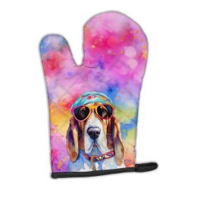 Hippie Dawg Oven Mitt (Design: Basset Hound 2454, size: 12HX8.5W)