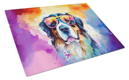 Hippie Dawg Glass Cutting Board (Dog Breed: Bernese Mountain Dog 2460, size: large)