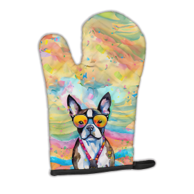 Hippie Dawg Oven Mitt (Design: Boston Terrier 2467, size: 12HX8.5W)