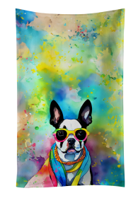 Hippie Dawg Kitchen Towel (Dog Breed: Boston Terrier 2469, size: 25Hx15W)