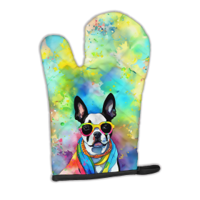 Hippie Dawg Oven Mitt (Design: Boston Terrier 2469, size: 12HX8.5W)