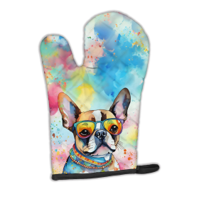 Hippie Dawg Oven Mitt (Design: Boston Terrier 2470, size: 12HX8.5W)