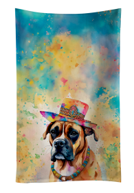 Hippie Dawg Kitchen Towel (Dog Breed: Boxer 2471, size: 25Hx15W)