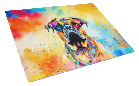 Hippie Dawg Glass Cutting Board (Dog Breed: Bullmastiff 2477, size: large)