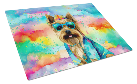 Hippie Dawg Glass Cutting Board (Dog Breed: Cairn Terrier 2479, size: large)