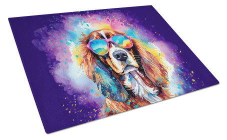 Hippie Dawg Glass Cutting Board (Dog Breed: Cavalier Spaniel 2483, size: large)