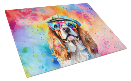 Hippie Dawg Glass Cutting Board (Dog Breed: Cavalier Spaniel 2485, size: large)