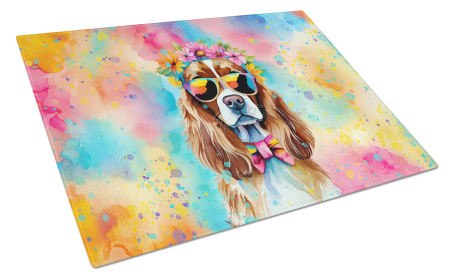 Hippie Dawg Glass Cutting Board (Dog Breed: Cavalier Spaniel 2486, size: large)