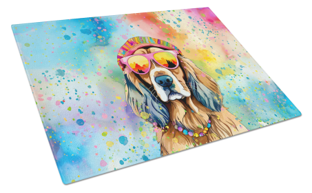 Hippie Dawg Glass Cutting Board (Dog Breed: Cocker Spaniel 2492, size: large)