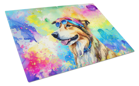 Hippie Dawg Glass Cutting Board (Dog Breed: Collie 2494, size: large)