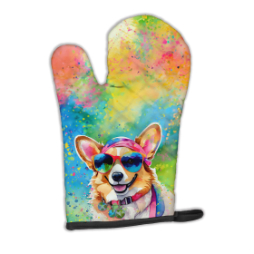 Hippie Dawg Oven Mitt (Design: Corgi 2496, size: 12HX8.5W)