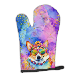 Hippie Dawg Oven Mitt (Design: Corgi 2497, size: 12HX8.5W)