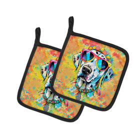Hippie Dawg Pair of Pot Holders (Design: Dalmatian 2500, size: 7.5HX7.5W)