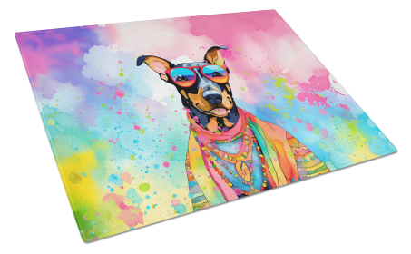 Hippie Dawg Glass Cutting Board (Dog Breed: Doberman Pinscher 2502, size: large)