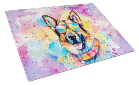 Hippie Dawg Glass Cutting Board (Dog Breed: German Shepherd 2510, size: large)