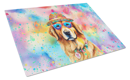 Hippie Dawg Glass Cutting Board (Dog Breed: Golden Retriever 2514, size: large)