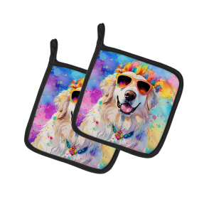 Hippie Dawg Pair of Pot Holders (Design: Great Pyrenees 2515, size: 7.5HX7.5W)