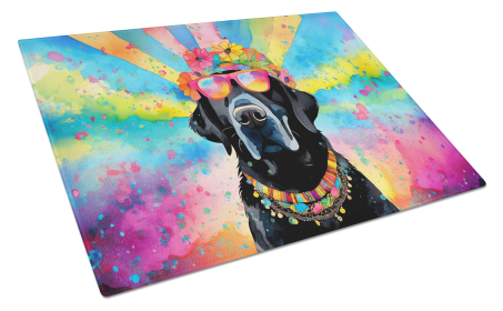 Hippie Dawg Glass Cutting Board (Dog Breed: Labrador Black 2521, size: large)