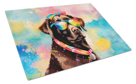Hippie Dawg Glass Cutting Board (Dog Breed: Labrador Chocolate 2524, size: large)