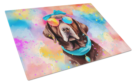 Hippie Dawg Glass Cutting Board (Dog Breed: Labrador Chocolate 2525, size: large)