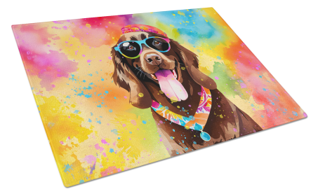 Hippie Dawg Glass Cutting Board (Dog Breed: Labrador Chocolate 2526, size: large)