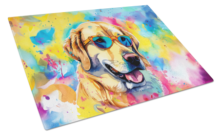 Hippie Dawg Glass Cutting Board (Dog Breed: Labrador Yellow 2529, size: large)