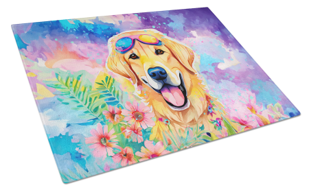 Hippie Dawg Glass Cutting Board (Dog Breed: Labrador Yellow 2531, size: large)