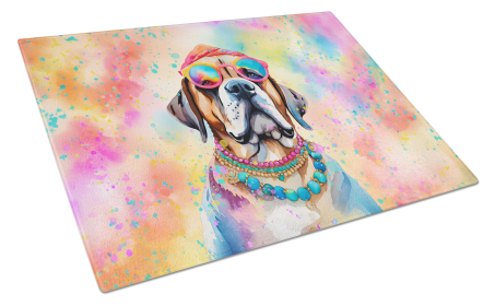 Hippie Dawg Glass Cutting Board (Dog Breed: Mastiff 2533, size: large)