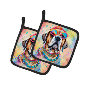 Hippie Dawg Pair of Pot Holders (Design: Mastiff 2533, size: 7.5HX7.5W)